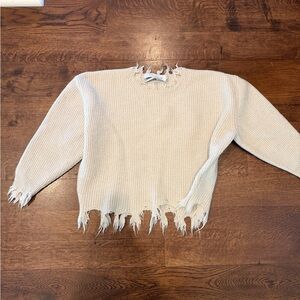 IRO Distressed Edge Cream Sweater